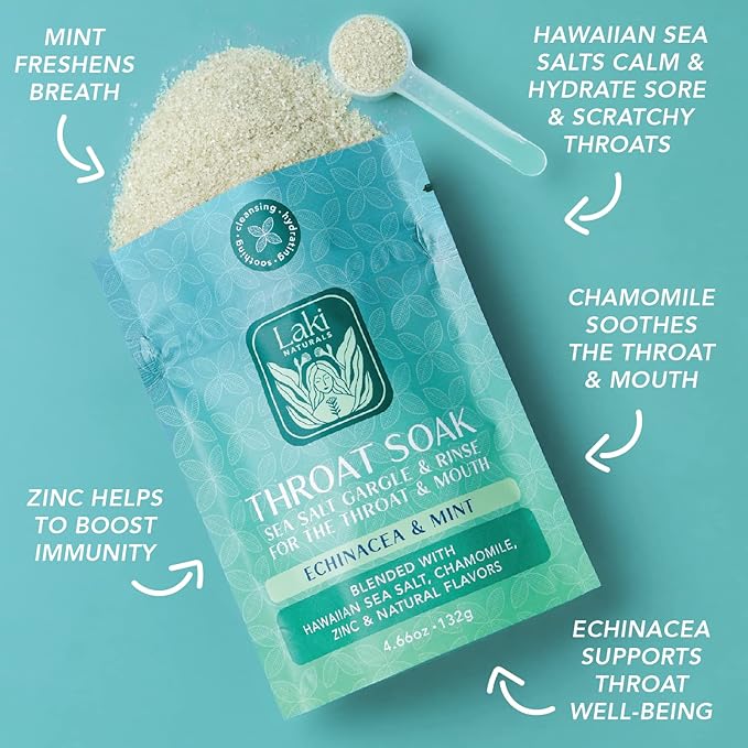 Laki Naturals Throat Soak Pouch of Echinacea & Mint with Scoop