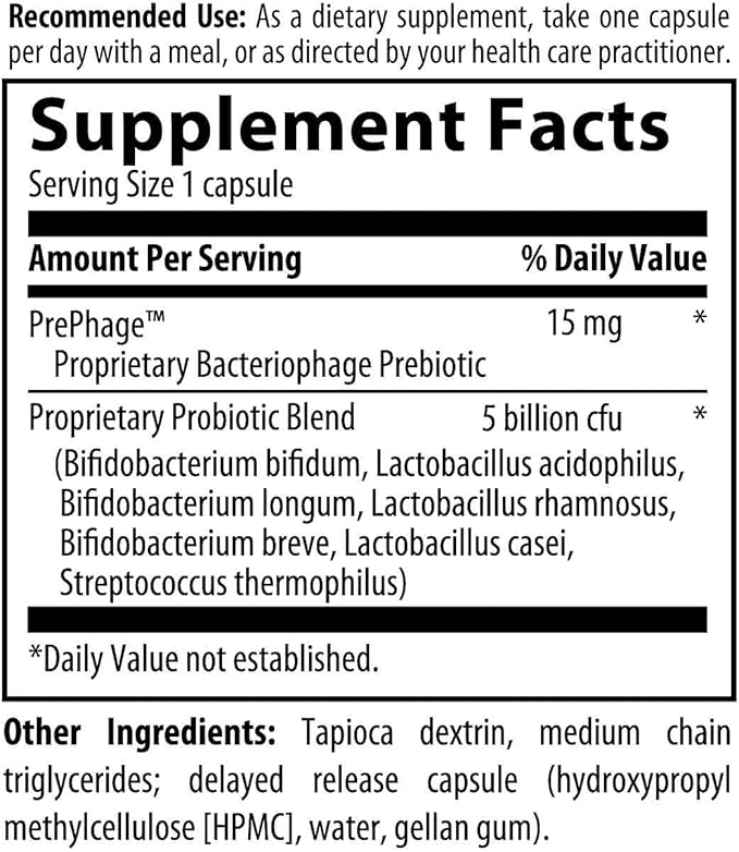 Designs for Health Probiophage DF - Bacteriophage Prebiotic + Probiotic Supplement - Probiotics for Digestion + Immune Support - Dairy Free Pre and Pro Biotics in Delayed Release Capsules (120 Count)