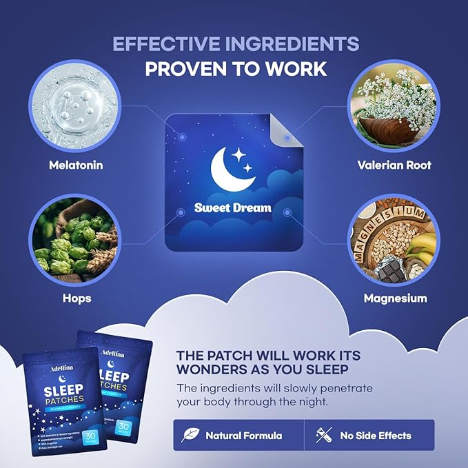 Sleep Patches for Adults Extra Strength: Sleep Support for Men and Women - Better All Natural Cruelty Free Sleep Aid Alternative (90 Count (Pack of 1))