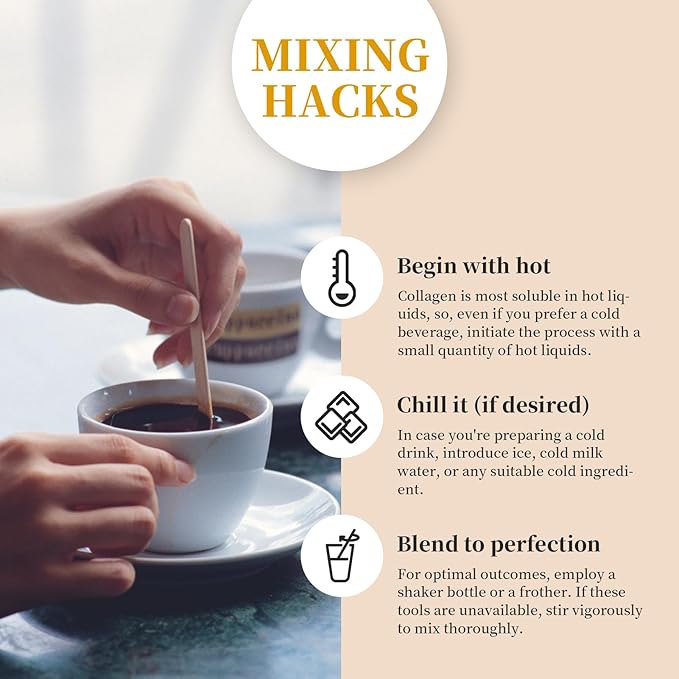 Instant Collagen Coffee with Vitamin C, B7, B9, Collagen Peptide Powder with Reseratrol, Carnosine for Hair Skin Nails Bones