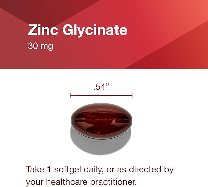 Protocol Zinc Glycinate 30mg - with Albion Traacs Zinc - Zinc Glycinate Supplement - Immune System Support* - Keto Friendly & Dairy Free - 120 Softgels