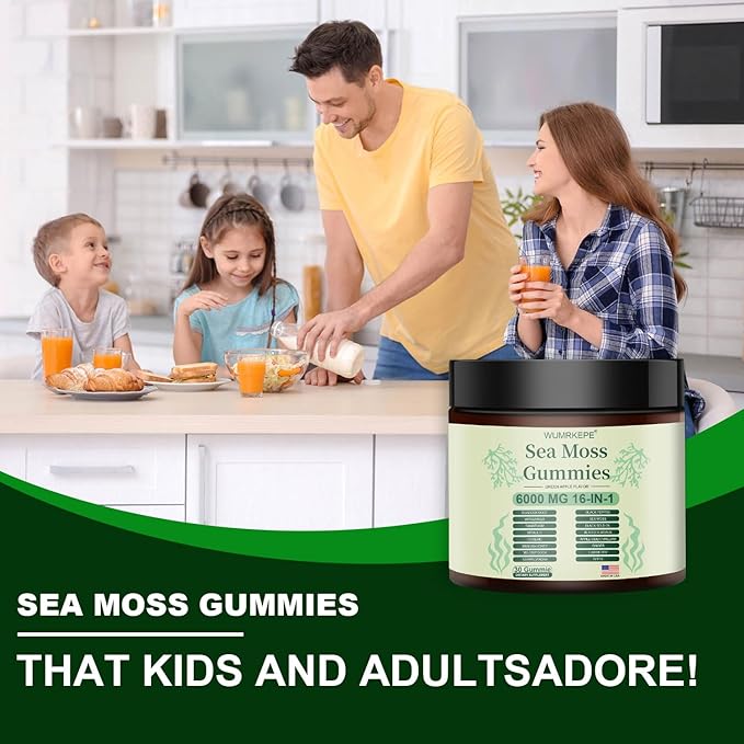 New Sea Moss Gummies - 6000 MG 16-in-1 Formula, Vegan, 30 Gummies - Support Digestion, Enhance Daily Wellnes