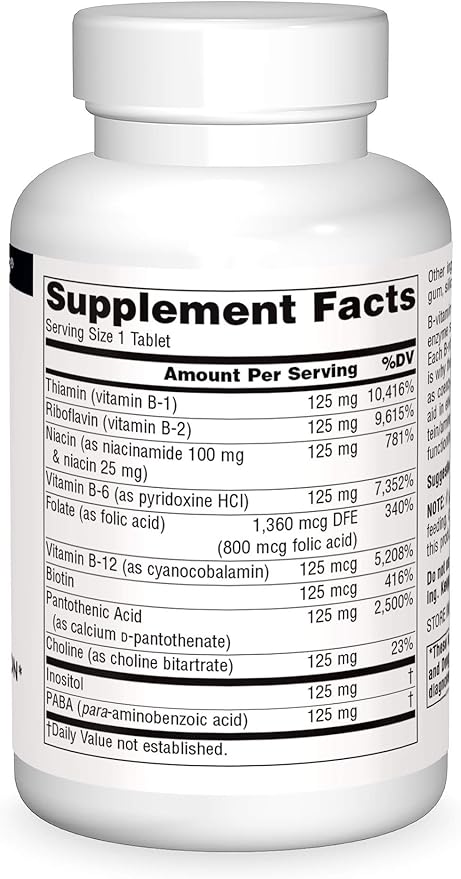 Source Naturals B-125, 125 mg B-Vitamins for Energy Production Support - 90 Tablets