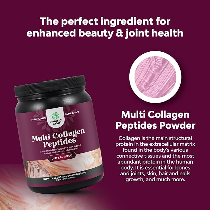 Natures Craft Bundle of Multi Collagen Protein Powder for Women and Men - Hair Skin and Nails Vitamins and DIM Complex Men and Womens Hormone Balance Supplement