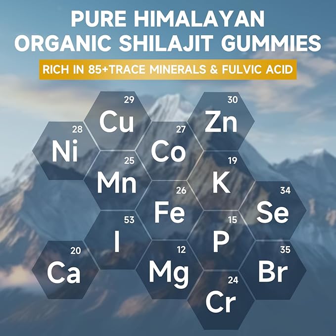 2 Packs Pure Himalayan Shilajit Gummies for Men & Women - Sugar-Free Shilajit Supplement Rich in 85+ Trace Minerals & Fulvic Acid, Providing Energy, Brain, and Immunity Support - 120 Gummies