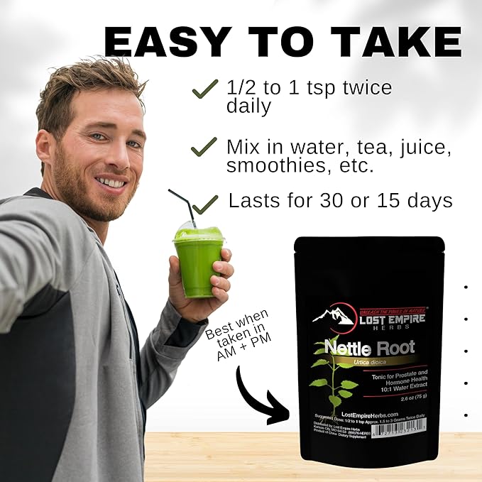 Stinging Nettle Root (Urtica Dioica) 10:1 Full-Spectrum Water Extract Powder Supplement for Men, Urinary Function (75 Grams)