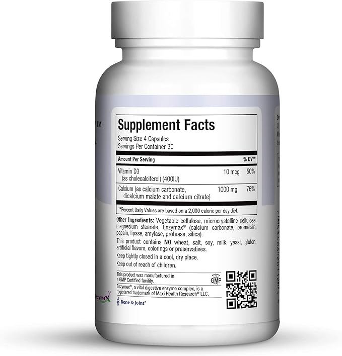Maxi Health Cal-D-Max - Calcium Citrate - with Vitamin D3 - Bone Support - 120 Capsules - Kosher