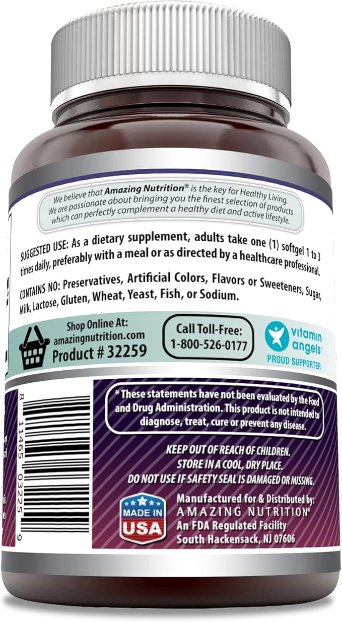 Amazing Formulas Black Currant 1500 Mg Per Serving | 200 Softgels | with GLA (Gamma-Linolenic Acid) | Non-GMO | Gluten Free