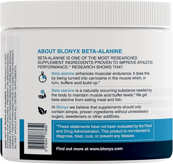 Beta-Alanine Supplement - Enhances Muscular Endurance & Work Capacity, 6g Daily Dose, 30-Day Supply