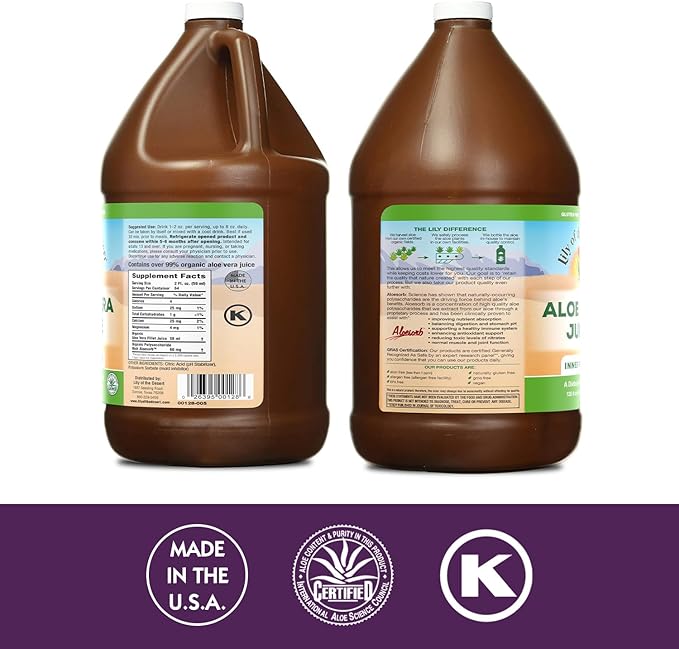 Lily of the Desert Aloe Vera Juice - Inner Fillet Aloe Vera Drink, Organic Aloe Juice with Natural Vitamins, Digestive Enzymes for Gut Health, Stomach Relief, Wellness, Glowing Skin, 128 Fl Oz