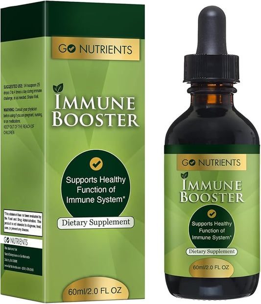Go Nutrients Immune Booster – Liquid Herbal Support with Echinacea, Goldenseal & Usnea - 7 in 1 Enhancing Defense for Adults & Kids | 2 oz Tincture (48 Servings) for Natural Defense & Wellness