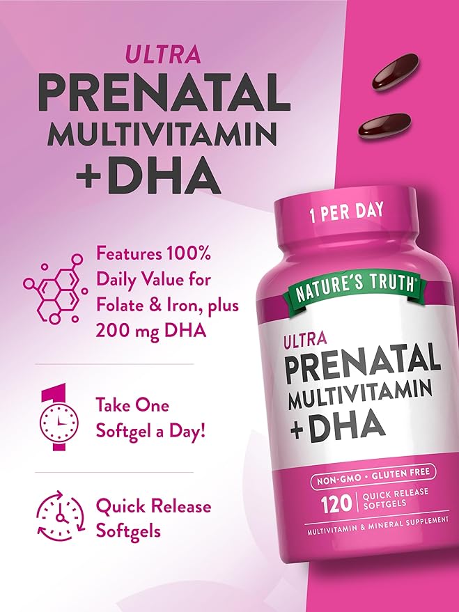 Nature's Truth Prenatal Vitamin for Women | 120 Softgels | Non-GMO & Gluten Free Multivitamin Supplement with DHA and Folic Acid
