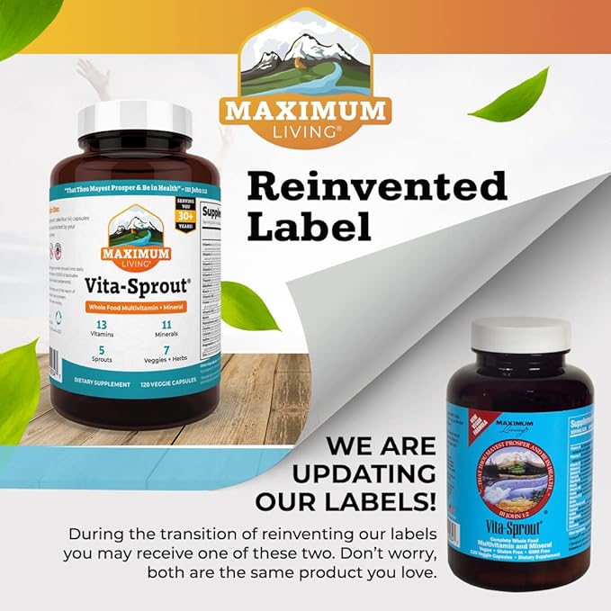 Vita-Sprout Whole-Food Multivitamin & Phytonutrient Blend - 120 Capsules
