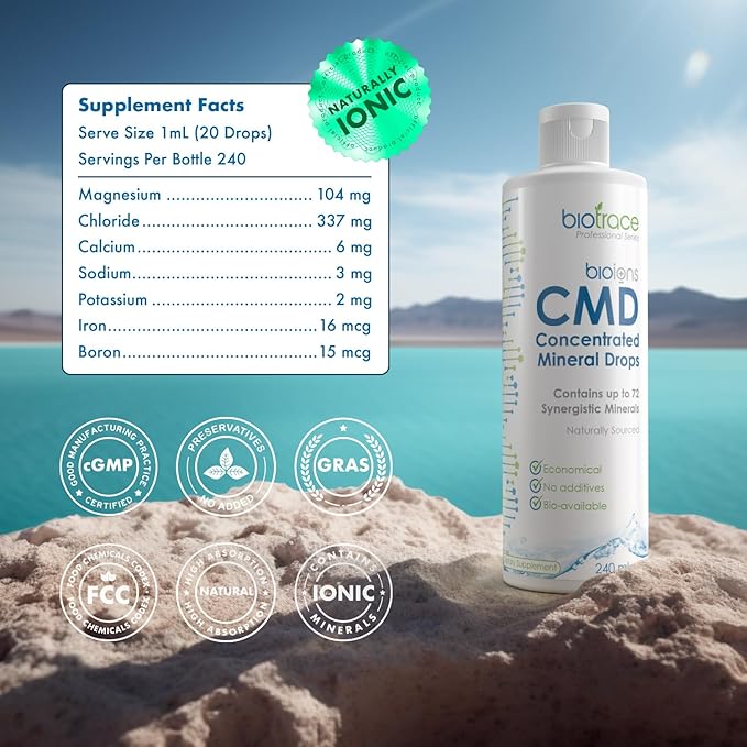 BioTrace Dead Sea Trace Mineral Drops | 72+ Concentrated Trace Minerals, Ionic Liquid Magnesium, Chloride, Potassium | Low Sodium | Energy, Electrolytes, Hydration | 48 Day Supply, 4 fl oz (Pack of 1)