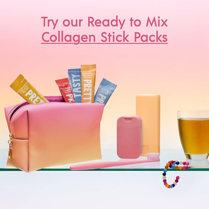 Peach Perfection Collagen Tea - Stick Pack Pouch - Succulent Peach Blend - Radiant Beauty & Wellness - 10g Collagen Peptides - 30 Count