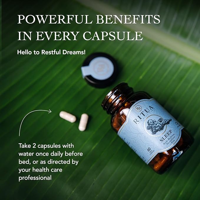 Wellness Natural Sleep Supplement, Deep Sleep Aid, Mushroom Supplement with Kava Powder, Reishi Mushroom and Passionflower Extracts, Alternate to Sleep Gummies, Promotes Relaxation, 60 Capsules