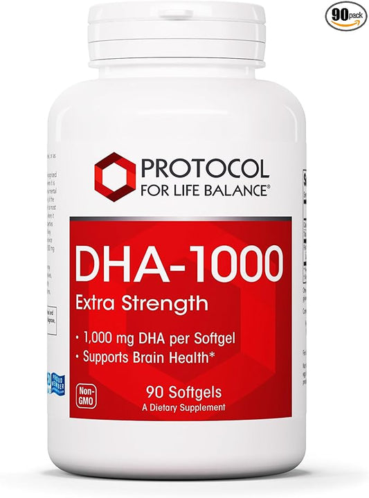 Protocol DHA-1,000 Extra Strength - DHA 1,000mg - Fish Oil Supplement - Brain Health & Support* - Easy Digestion - Non-GMO & Halal - 90 Softgels