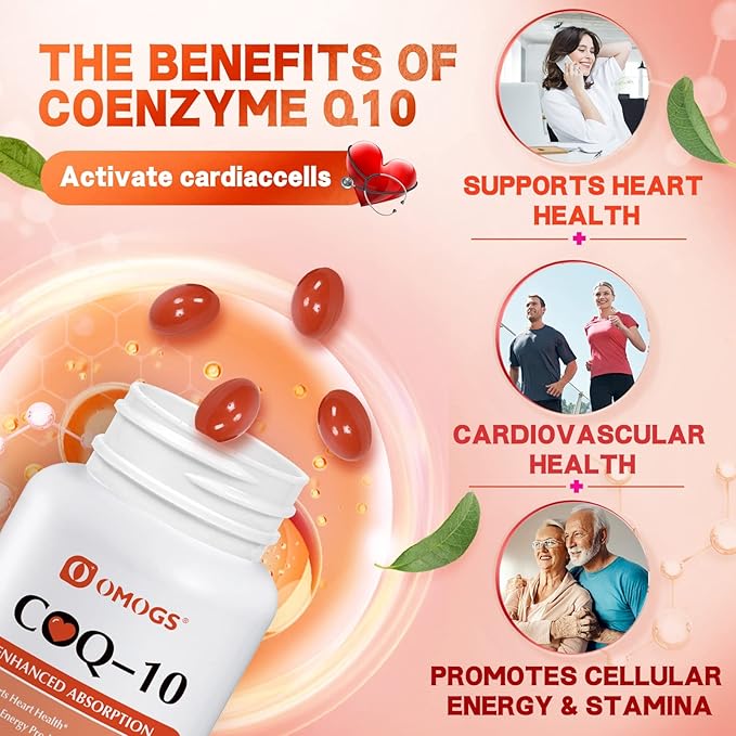 CoQ10 400mg Softgels, Coenzyme Q10 High Absorption Supplements Support Heart Health, Cardiovascular Health, Immune System & Cellular Energy Production, Gluten Free, 60 Softgels