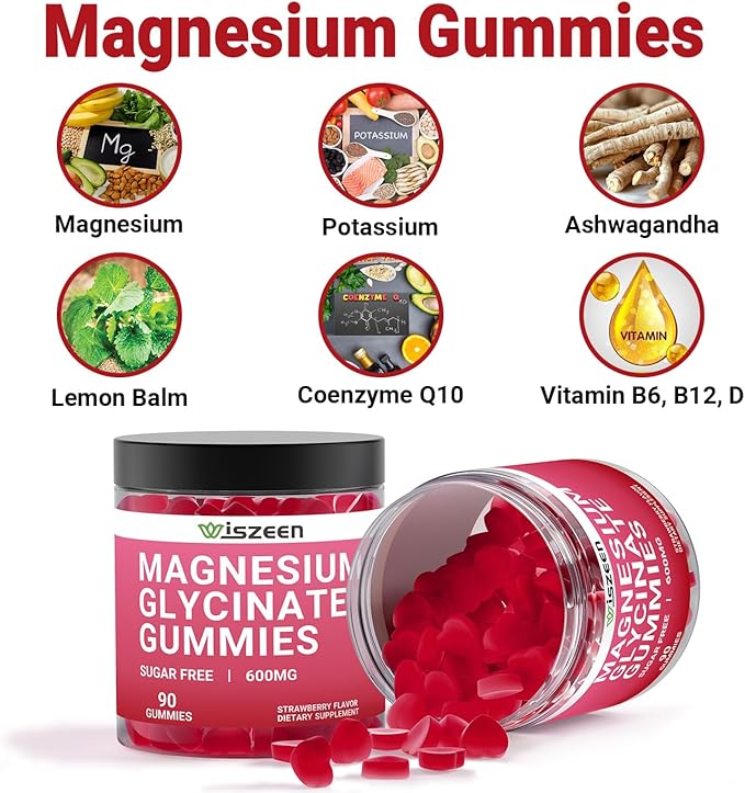 2 Pack Magnesium Glycinate Gummies, Sugar Free Magnesium Potassium Gummy with Threonate, Magnesium Glycinate 400mg for Adults