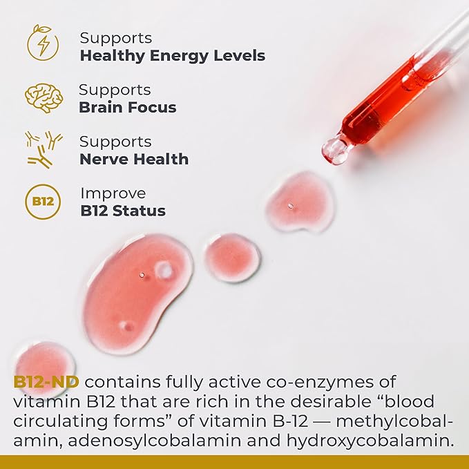 Premier Research Labs B12-ND - High-Potency Vitamin B12 - Supports Energy Levels, Memory & More - Brain Focus for Vegetarians & Vegans - Kosher Certified, Organic Ingredients - 2 fl oz
