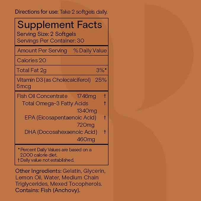 Yoli® - Omegas - Fish Oil Omega 3 Supplement with Vitamin D3 - Fish Oil Capsules with EPA and DHA Omega 3 Fatty Acids for Heart Health Support