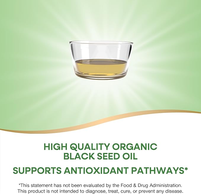 Nature's Way Organic Black Seed Oil, Supports Antioxidants Pathways*, Cold-Pressed, Vegan, Gluten Free, 8 fl oz (Packaging May Vary)