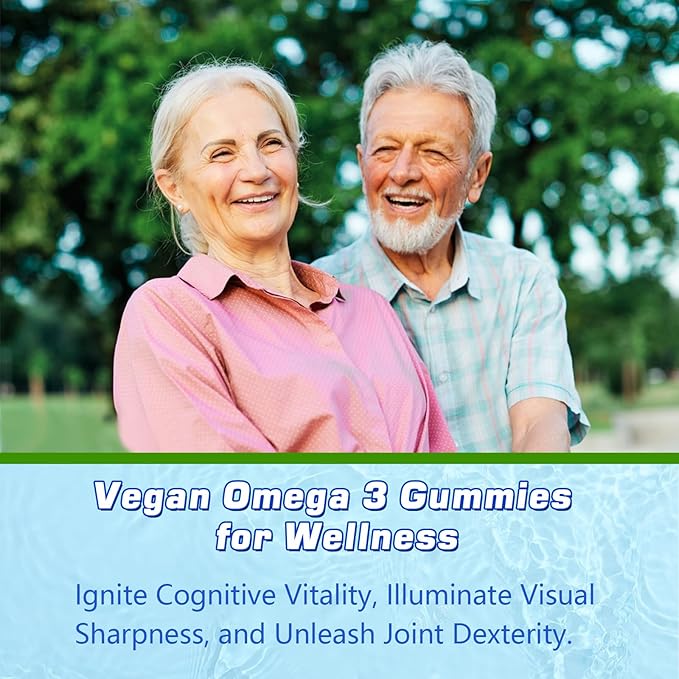 2 Pack Omega-3 Gummies Potent Algae Omega Source, Boost Brain, Eye & Immune Function, with DHA and EPA Vegan & Sugar Free, Orange Flavor, 120 Count