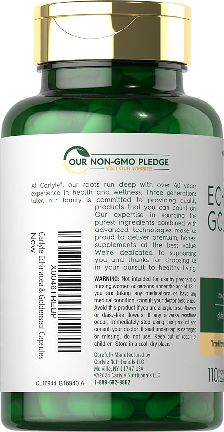 Carlyle Echinacea Goldenseal Capsules | 110 Count | Vegetarian, Non-GMO, Gluten Free