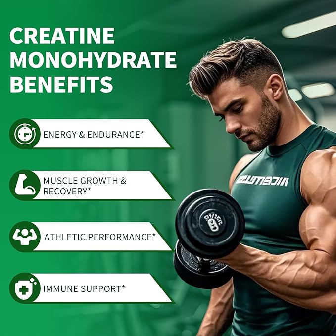 Creatine Monohydrate Gummies - 5000mg Creatine Monohydrate for Men & Women, with BCAA, L-Taurine, Alpha GPC and Omega-3, Increase Strength and Build Muscle, Blueberry Flavor, 120 Gummies