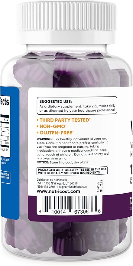 Nutricost Vitamin D3 Gummies 5,000 IU (125mcg), 120 Gummies - Mixed Berry Flavored, 60 Servings