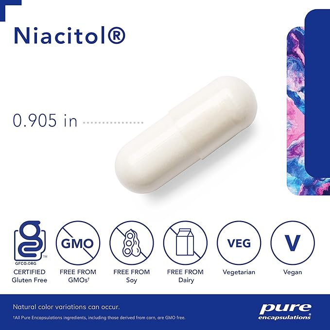 Pure Encapsulations Niacitol 650 mg | Hypoallergenic No-Flush Niacin to Support Digestion, Hormone Synthesis, and Tissue Formation | 180 Capsules