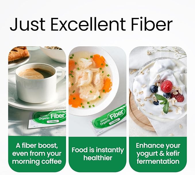 LABO Nutrition Bioactive Organic Fiber – Sunfiber PHGG Soluble Prebiotic Fiber for Digestive Regularity & Gut Health – Partially Hydrolyzed Guar Gum, Low FODMAP, Unflavored, Vegan, Non-GMO, 30 Sachets