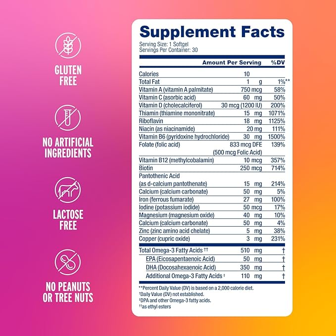 Oceanblue Essentials Mama Knows Best – 30ct – Prenatal Multivitamin with Omega-3 DHA – Supports a Healthy Pregnancy – Easy to Swallow Softgels – Tasty Orange Flavor – 1 Month Supply