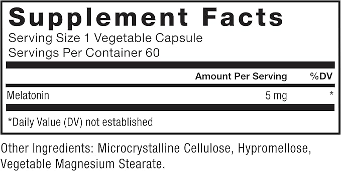 FORCE FACTOR Melatonin 5mg, Drug-Free Supplement, Vegan, Non-GMO, 60 Vegetable Capsules