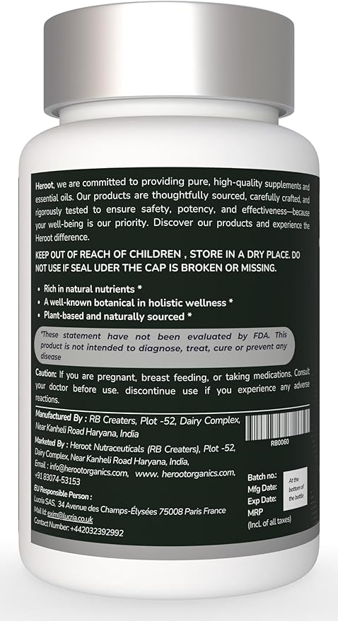 Organic Amla Capsules – Natural Vitamin C Supplement for Immunity, Skin, and Hair Health – 60 Capsules