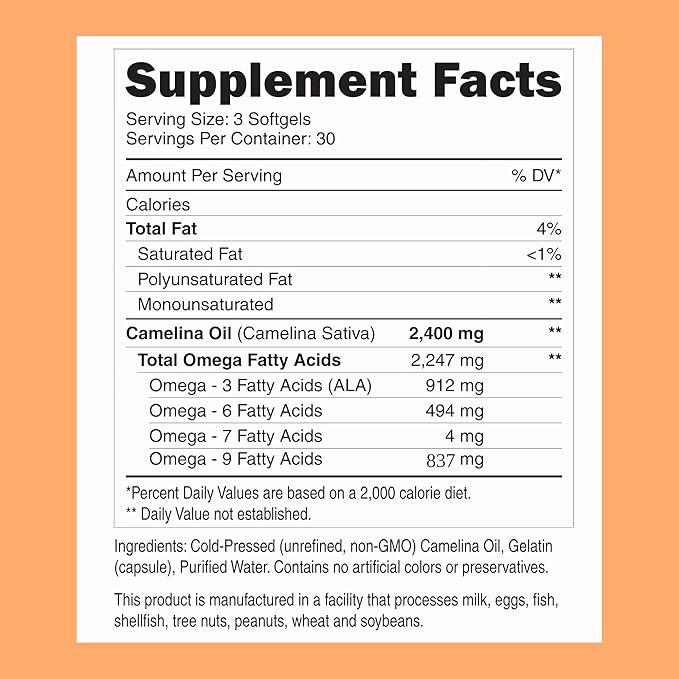 Zippi Omega 3-6-7-9 Camelina Softgels - Plant Based Omega 3-6-7-9 Fatty Acid Supplement. Helps to Support Brain, Liver, Cardiovascular, Immunity and Joint Function