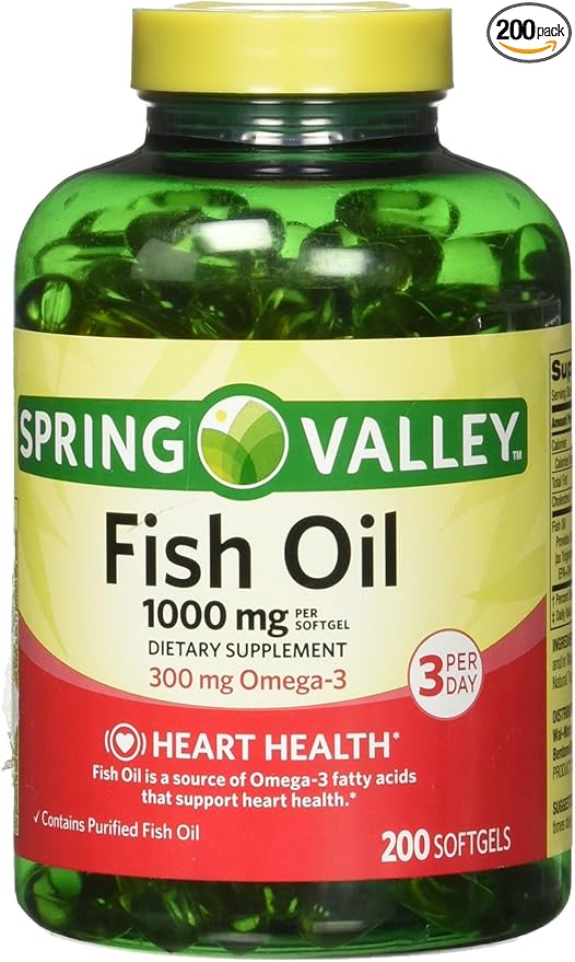 Spring Valley All Natural Fish Oil Heart Health 1000 Mg/300 Mg Omega-3 200 Soft Gel