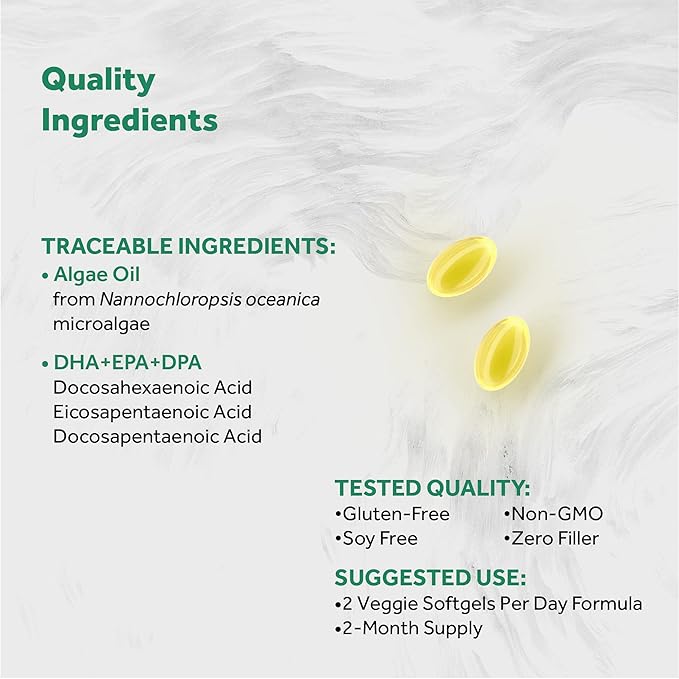 Vegan Omega 3 DHA, EPA & DPA from Algae | Vegan Society Certified, Sustainably Sourced, True Full Spectrum | 120 Veggie Softgels (Carrageenan Free)