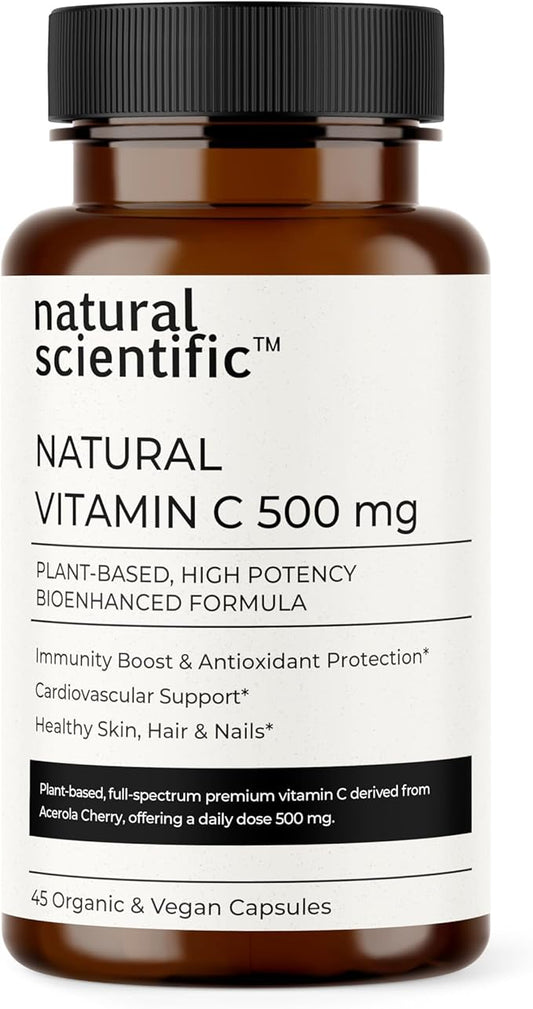 Vitamin C 500mg Supplement for Immune Support - from Organic Acerola Cherry - Vegan & Non-GMO - 45 Capsules, 15 Day Supply - Premium Dietary Supplement