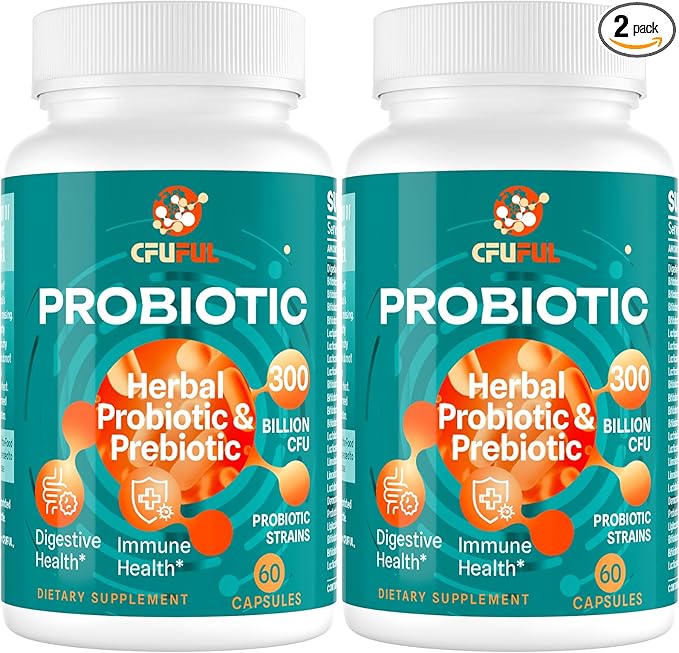 Probiotics for Women & Men - 300 Billion CFU, 24 Strains Probiotic + 15 Organic Herbs Prebiotics Blend, for Overall Digestive Gut Health, Immune, Constipation & Bloating, Shelf Stable - 4 Month Supply