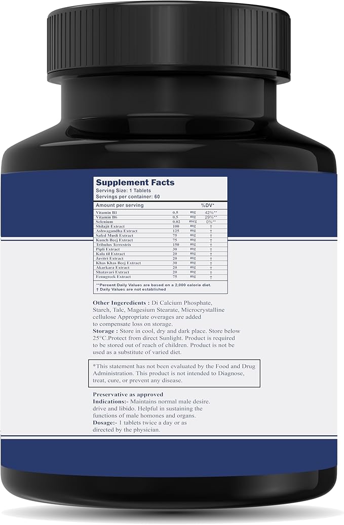 Strenthman Tablet | 100% Vegetarian Formulation | 100% Natural | No Side Effect (60, Tablets, Pack-2)