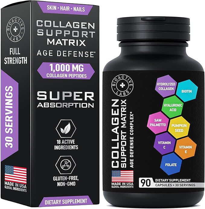 Liquid Melatonin 3mg and Age Defense Beauty Collagen Matrix with Biotin, Keratin Beauty and Wellness Bundle