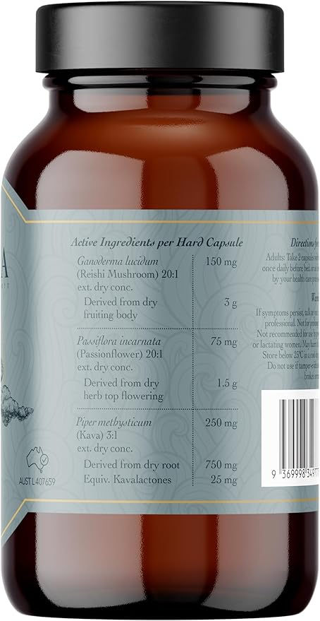 Wellness Natural Sleep Supplement, Deep Sleep Aid, Mushroom Supplement with Kava Powder, Reishi Mushroom and Passionflower Extracts, Alternate to Sleep Gummies, Promotes Relaxation, 60 Capsules