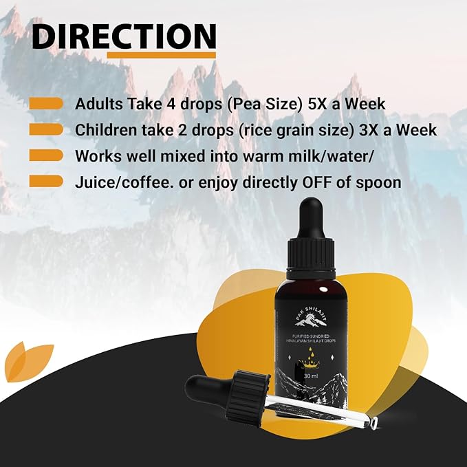 Natural Dried Himalayan Shilajit Liquid Drops, Most Premium & Potent Gold Graded Shilajit Drops Above 17000FT Directly from The Source (30ML Pack), Rich in Fulvic Acid Humic Acid