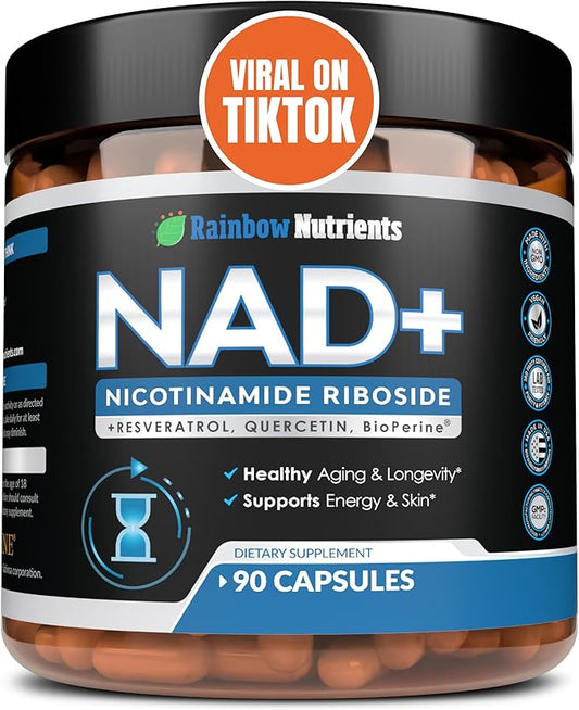 13,510mg NAD+ Supplement- Nicotinamide Riboside, Resveratrol, Quercetin & BioPerine® (High Absorption)- Liposomal NAD Booster for Anti-Aging, Cellular Energy, Skin- For Women & Men- 90 V Capsules