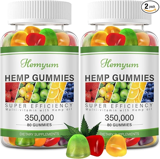 Hemp Gummies 2 Packs for Sleep,Anxiety,Pain High Potency Pure Organic Hemp Supplement - with Natural Hemp Oil Extract Gummy Edibles Vegan, Non-GMO