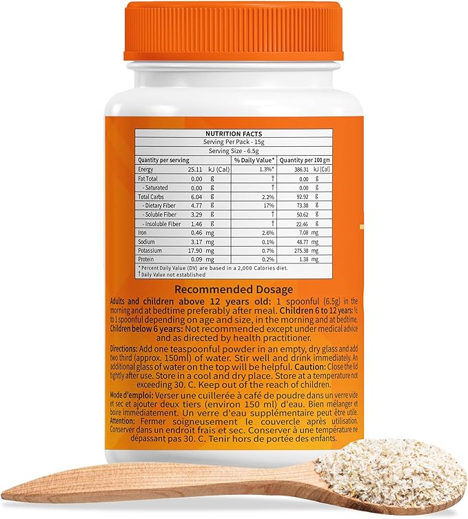 Hemani Instant Psyllium Husk Ispaghol 100g | Orange Flavored On-The-Go Fiber Supplement | Supports Digestive Health | Add to Water for a Refreshing Drink