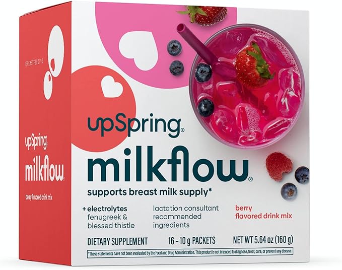 UpSpring Milkflow Electrolyte Breastfeeding Supplement Drink Mixes with Fenugreek & Moringa | Berry & Blueberry Acai Flavors | Lactation Supplements to Support Breast Milk Supply*
