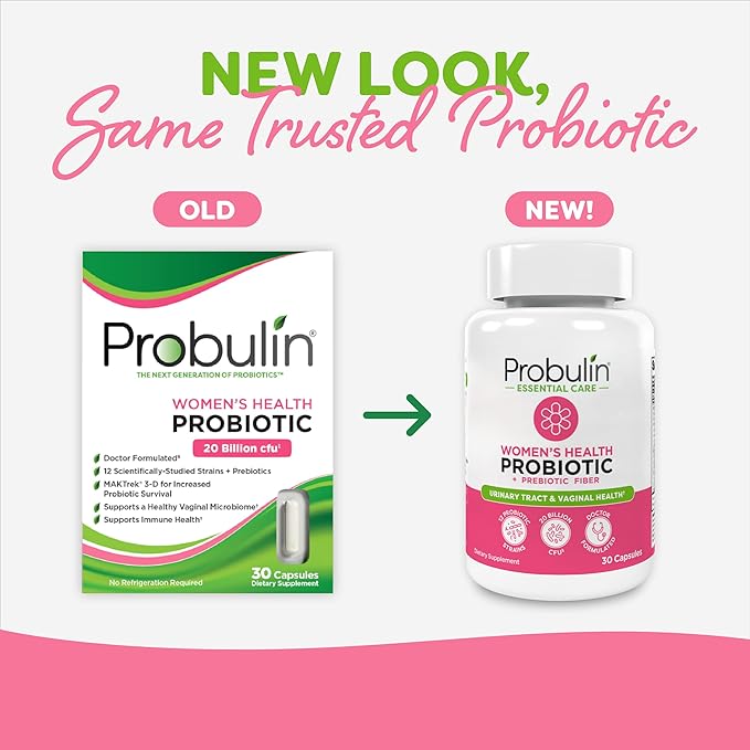 Probulin Women’s Probiotics, Daily Vaginal, Gut and Immune Health Supplement Capsules, 20 Billion CFU, 12 Probiotic Strains, Vegan, 30 Count Bottle