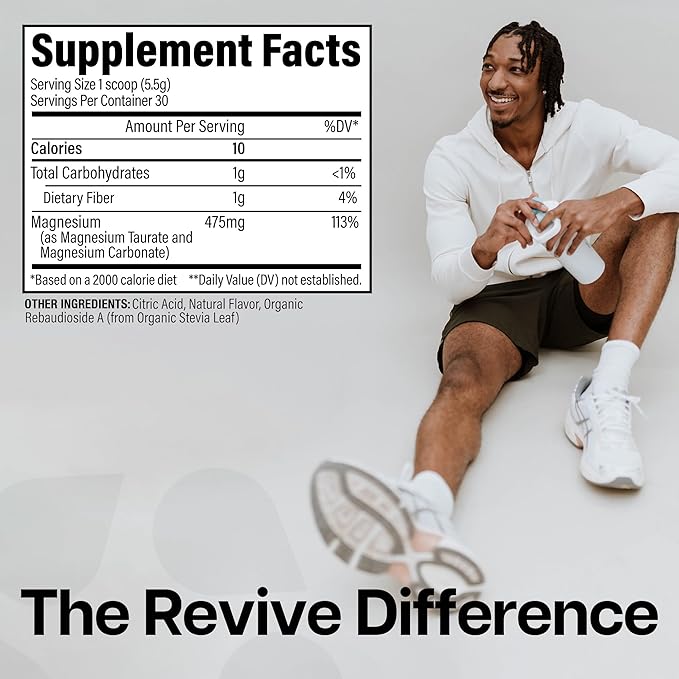 Revive MD Magnesium Powder Supplement - Magnesium Carbonate & Taurate Powder Drink Supports Healthy Bones, Muscles, & Nerves - Vegan-Friendly, Gluten-Free & Soy-Free - 30 Servings, Orange